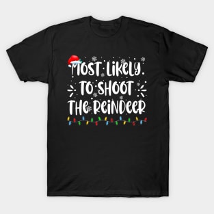 funny Reindeer Family Christmas Holiday santa hat xmas T-Shirt